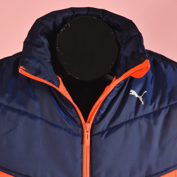 Puma Orange & Navy Blue Puffer Vest Size L - Picture 2 of 3